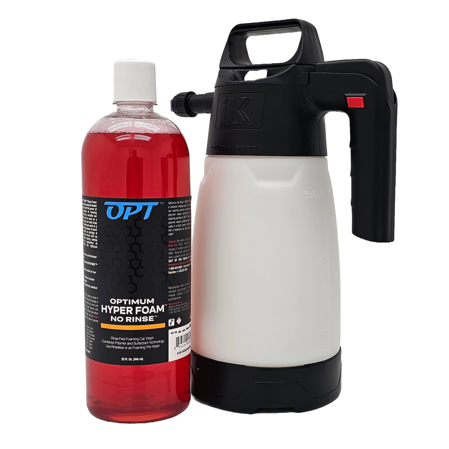 Optimum No Rinse Hyper Foam Rinseless Car Wash 32 oz. & IK Foam Pro 2+