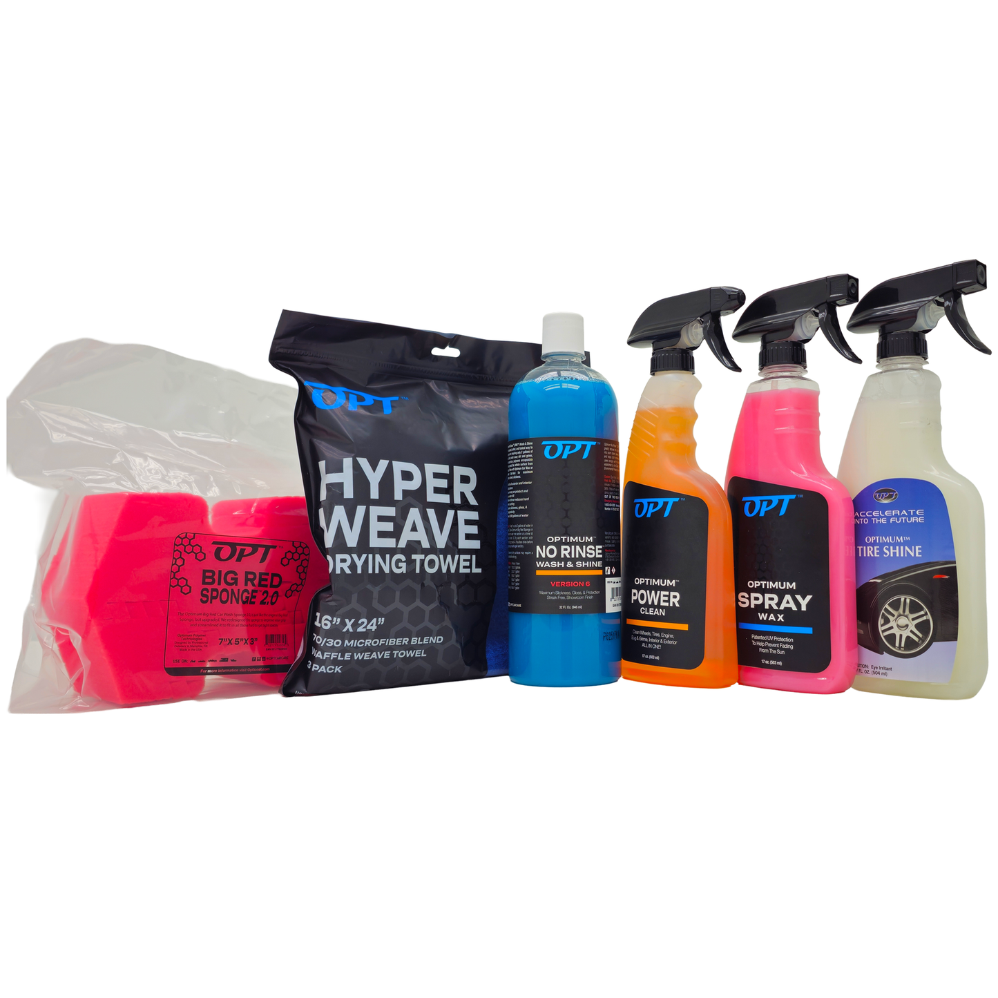 Optimum Exterior Detail Kit with ONR, BRS, Towels, APC, Wax, Tire Shine